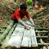 Father Gun creating bamboo furniture on the spot