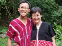 Alvin and Jin in Karen hilltribe traditional attires
